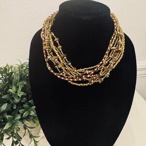 Joan Rivers multi-strand earth-tone beaded torsade necklace